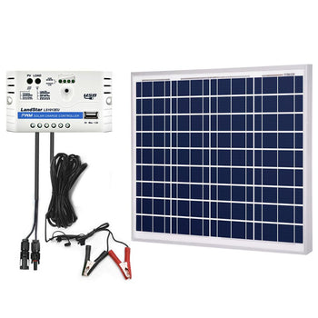 50W 12V Solar Charger Kit, 10A Charge Controller with Alligator Clips by ACOPOWER - Proud Libertarian - ACOPOWER