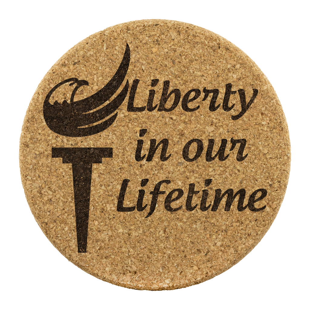 Liberty in Our Lifetime Alaska LP Cork Coasters - Proud Libertarian - Alaska Libertarian Party