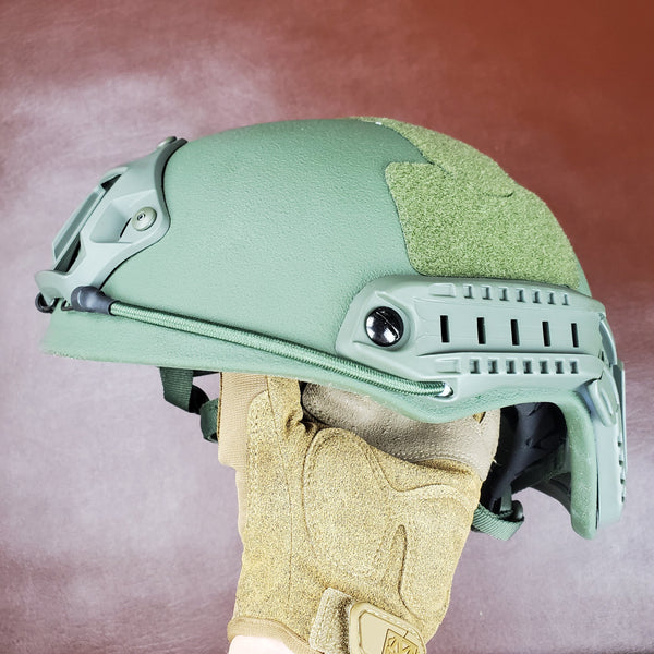 NIJ IIIA+ Fast Style ATE Bulletproof Helmet with NVG and Rails - Tan, Black, Green - Proud Libertarian - Atomic Defense