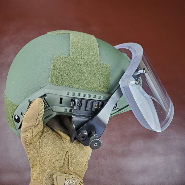 NIJ IIIA Face Shield Bulletproof Helmet Visor for PASGT, MICH, FAST, ACH Ballistic Helmets - Proud Libertarian - Atomic Defense