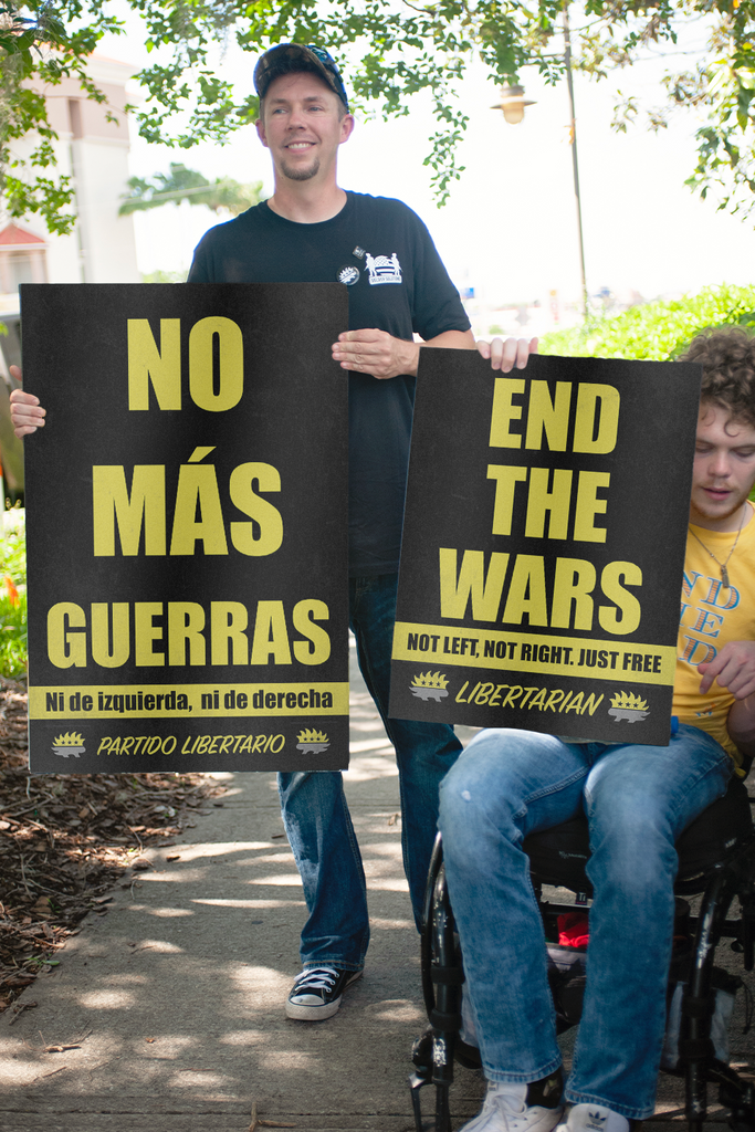No More Wars - Espanol - Profits for Protests Adult Sign (24" x 36") - Proud Libertarian - Profits for Protests