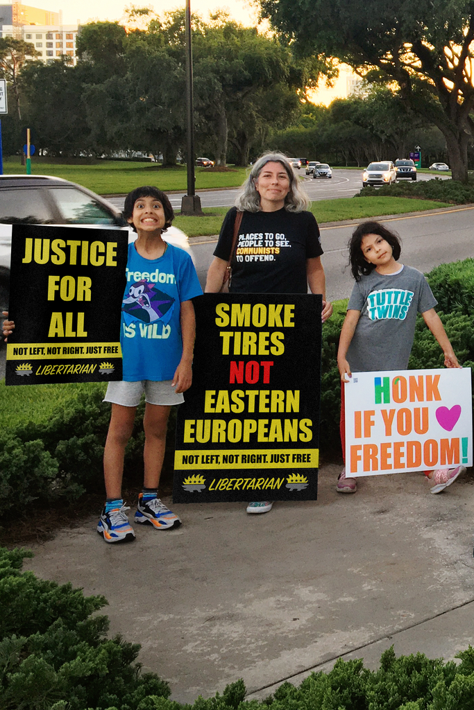 Smoke Tires not Europeans - Profits for Protests Adult Sign (24" x 36") - Proud Libertarian - Profits for Protests
