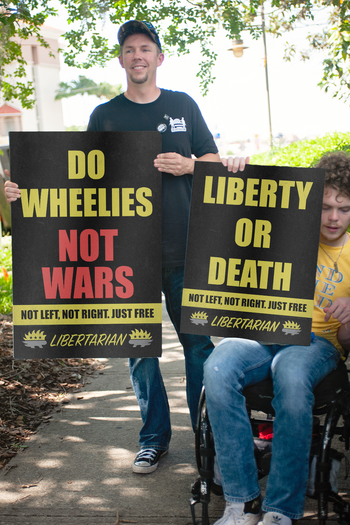 Do Wheelies not Wars - Profits for Protests Adult Sign (24