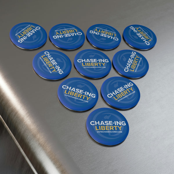 Chase-ing Liberty - Chase Oliver for President Button Magnet, Round (1 & 10 pcs)