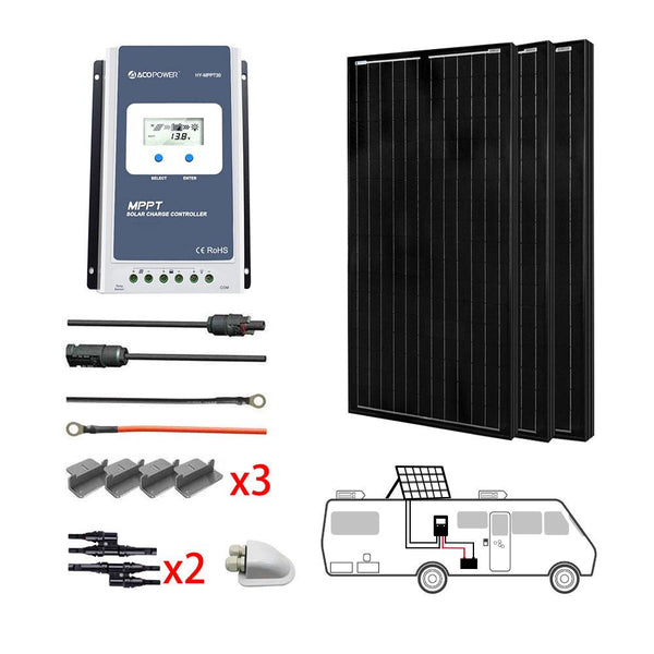 300W All Black Mono Solar RV Kits, 30A MPPT Charge Controller by ACOPOWER - Proud Libertarian - ACOPOWER