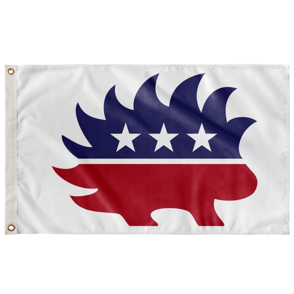 Red White and Blue Porcupine Single-Sided Flag - Proud Libertarian - Proud Libertarian