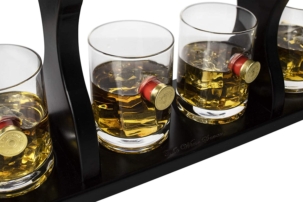Rifle Whiskey Decanter Set 600 ml & Whiskey 12 oz Shotgun Glasses with Unique Stand by The Wine Savant - Proud Libertarian - The Wine Savant