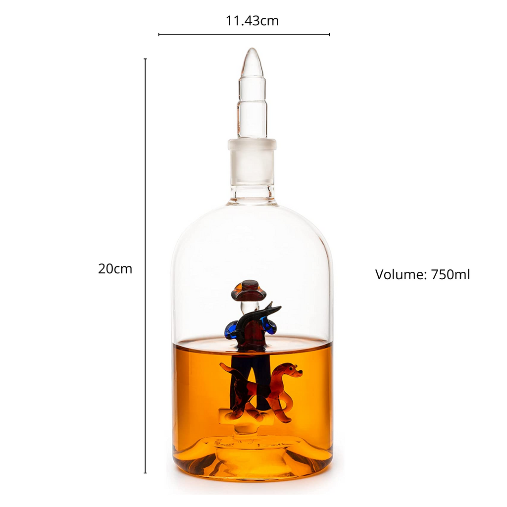 Man with Dog Hunting Bullet Whiskey 750ml Decanter Bourbon Scotch Unique Gift for Him by The Wine Savant - Hunter's gifts, Cowboy Decanter, Western Style Decanter, 12" H 5" W by The Wine Savant - Proud Libertarian - The Wine Savant