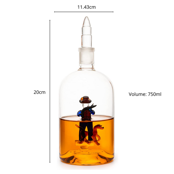 Man with Dog Hunting Bullet Whiskey 750ml Decanter Bourbon Scotch Unique Gift for Him by The Wine Savant - Hunter's gifts, Cowboy Decanter, Western Style Decanter, 12" H 5" W by The Wine Savant - Proud Libertarian - The Wine Savant