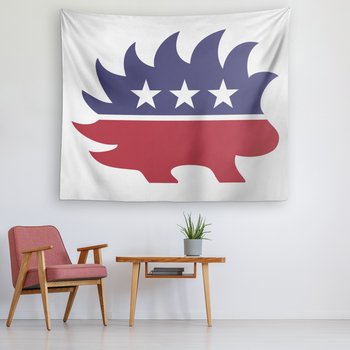 Red White and Blue Porcupine Single-Sided Wall Tapestry - Proud Libertarian - Proud Libertarian