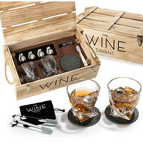 Whiskey Gift Box Set Grenade Whiskey Chillers with Whiskey Glasses Set by The Wine Savant by The Wine Savant - Proud Libertarian - The Wine Savant