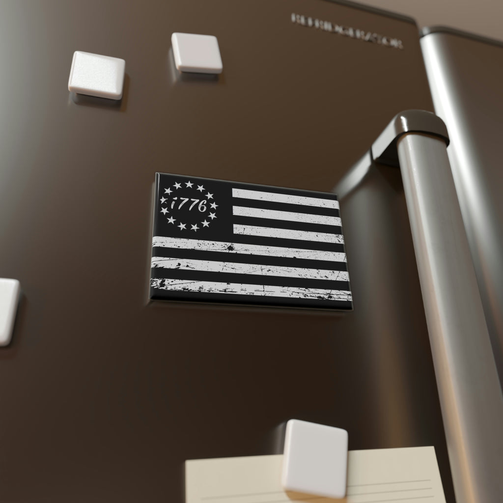 Betsy Ross Black Flag Button Magnet, Rectangle (1 & 10 pcs) - Proud Libertarian - Printify