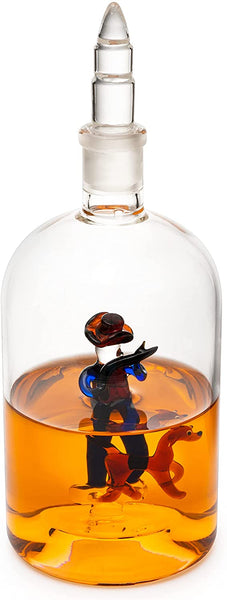 Man with Dog Hunting Bullet Whiskey 750ml Decanter Bourbon Scotch Unique Gift for Him by The Wine Savant - Hunter's gifts, Cowboy Decanter, Western Style Decanter, 12" H 5" W by The Wine Savant - Proud Libertarian - The Wine Savant