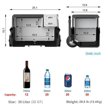 X30A Portable Solar Fridge Freezer, 32 Quarts (New Model) by LionCooler - Proud Libertarian - ACOPOWER