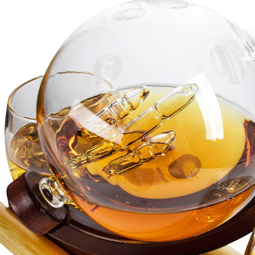 Rocket Whiskey Decanter Set, Solar System With Planets Globe Decanter by The Wine Savant - Proud Libertarian - The Wine Savant