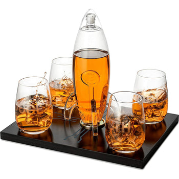 Crypto Lovers Gift Bitcoin Ethereum Whiskey Decanter Set with 4 Glasses by The Wine Savant - Proud Libertarian - The Wine Savant