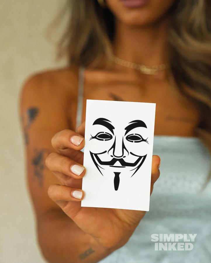 Anonymous Mask Tattoo by Simply Inked - Proud Libertarian - Simply Inked