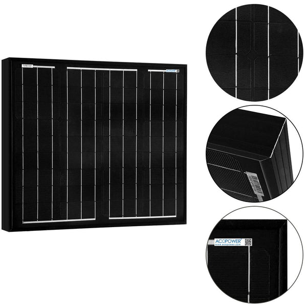 50 Watts All Black Mono Solar Panel, 12V by ACOPOWER - Proud Libertarian - ACOPOWER