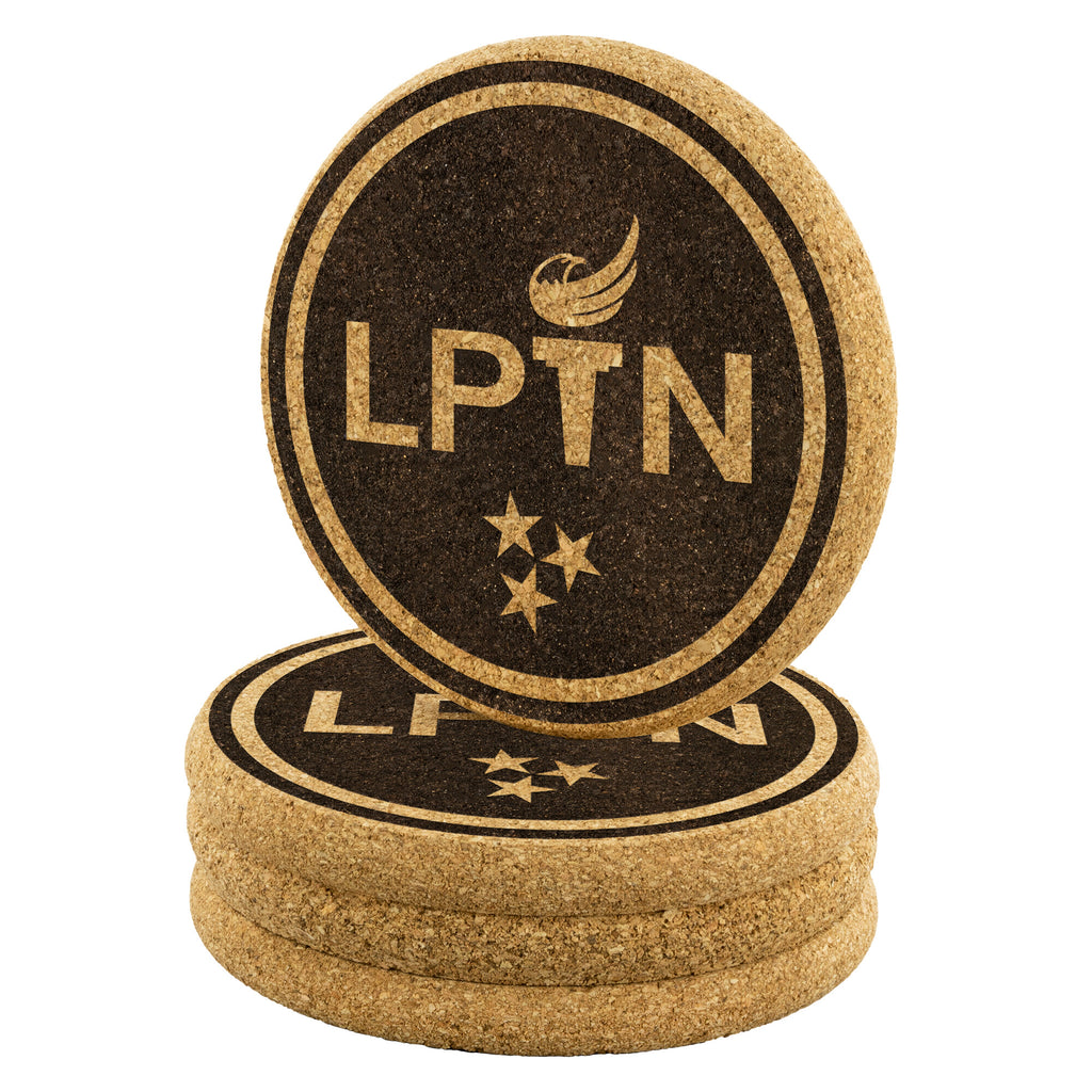 LPTN Round Cork Coasters - Proud Libertarian - Libertarian Party of Tennessee