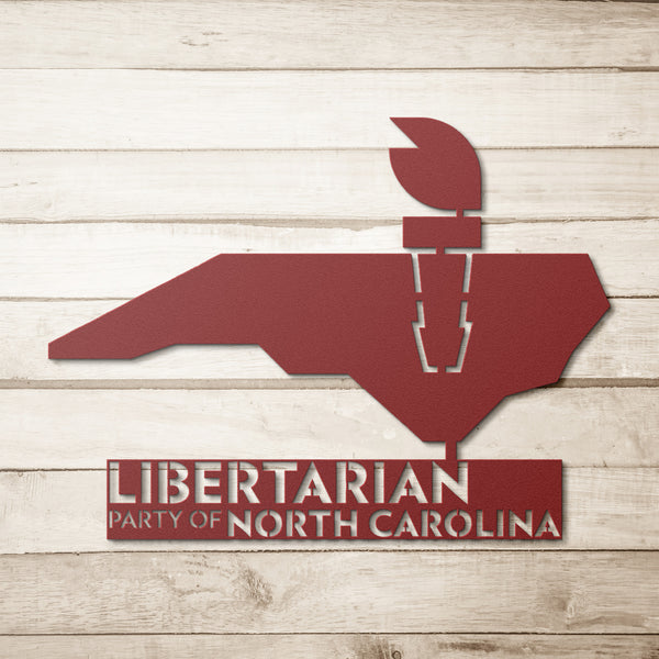 LPNC Die-Cut Metal Sign - Proud Libertarian - Libertarian Party of North Carolina