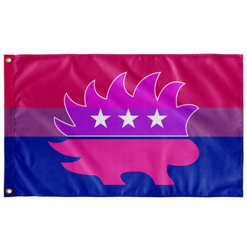 Libertarian Porcupine - LGBTQ - Bisexual Single-Sided Flag (solid) - Proud Libertarian - Logik Reks