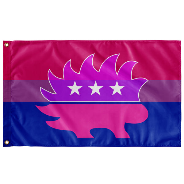 Libertarian Porcupine - LGBTQ - Bisexual Single-Sided Flag (solid) - Proud Libertarian - Logik Reks