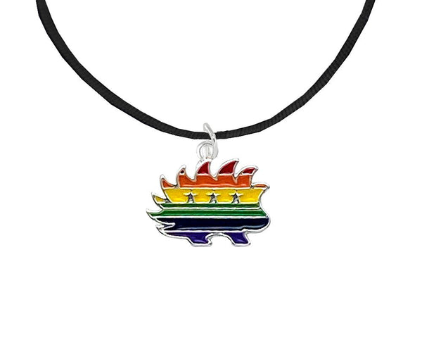 Libertarian Rainbow LGBTQ Porcupine Black Cord Necklaces - Proud Libertarian - Fundraising for a Cause