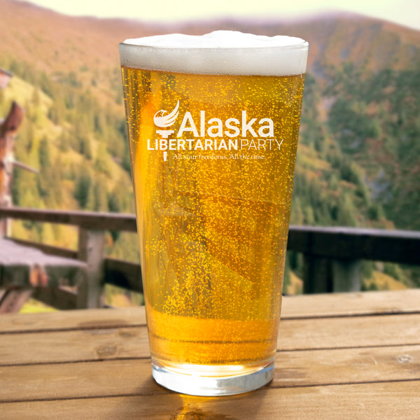 Alaska Libertarian Party Pint Glass - Proud Libertarian - Alaska Libertarian Party