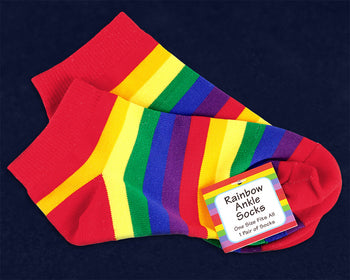 Rainbow Striped Ankle Socks by Fundraising For A Cause - Proud Libertarian - Fundraising For A Cause