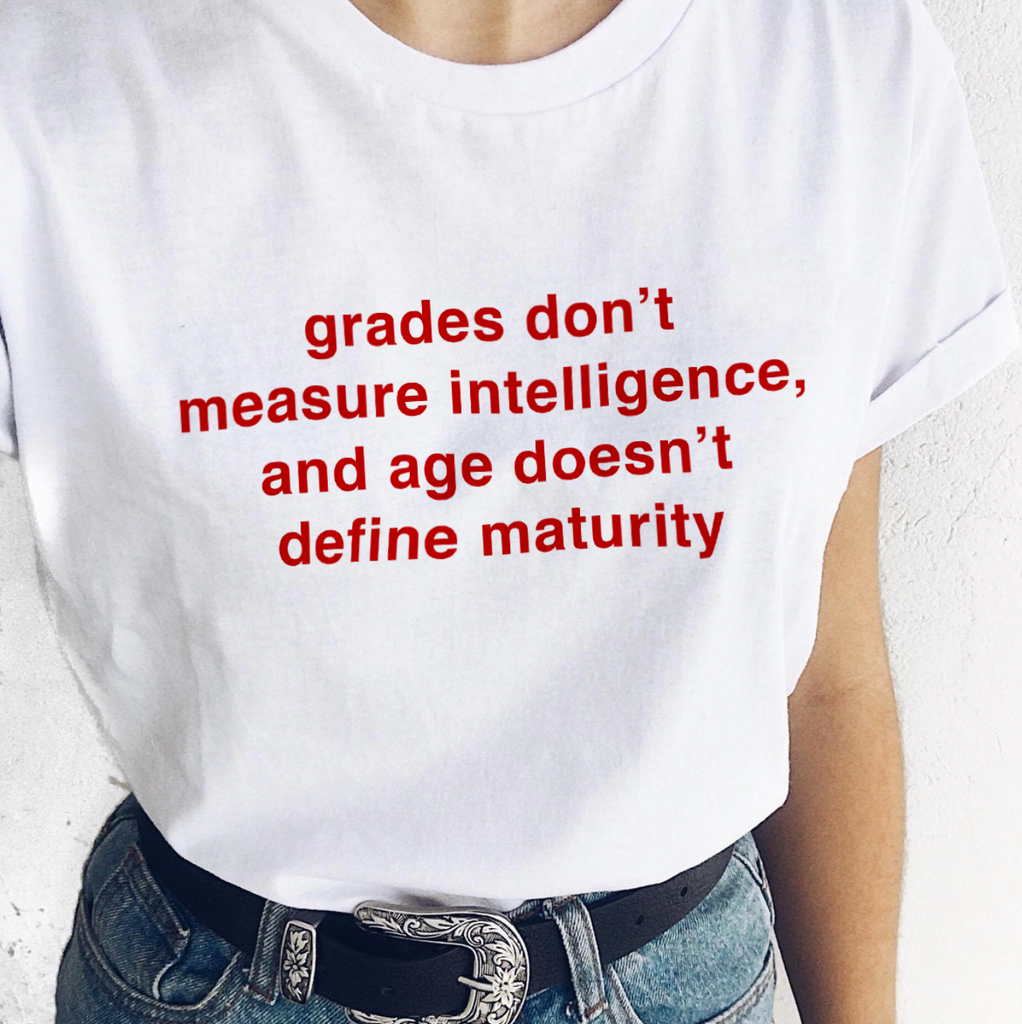 "Grades Don't Measure Intelligence" Tee by White Market - Proud Libertarian - White Market