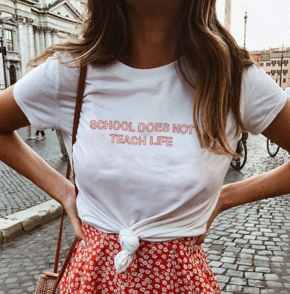 "School Does Not Teach Life" Tee by White Market - Proud Libertarian - White Market