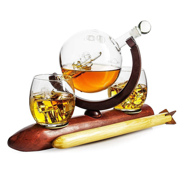 Rocket Whiskey Decanter Set, Solar System With Planets Globe Decanter by The Wine Savant - Proud Libertarian - The Wine Savant