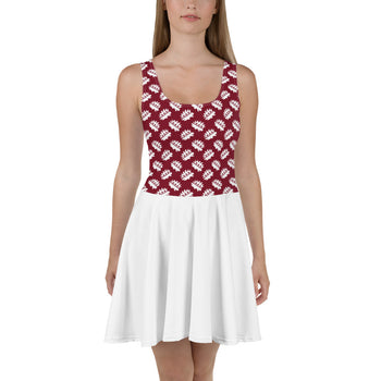 Maroon Porcupine Skater Dress (White) - Proud Libertarian - Proud Libertarian