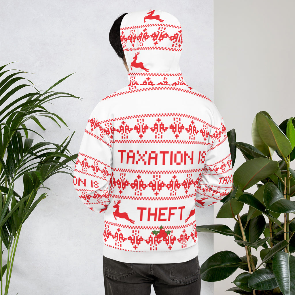 Taxation is Theft Ugly Christmas Sweater Unisex Hoodie - Proud Libertarian - Proud Libertarian