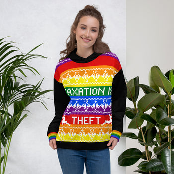 Taxation is theft LGBTQ Ugly Christmas Sweater Hoodie Unisex Hoodie - Proud Libertarian - Proud Libertarian