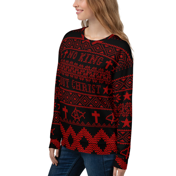No KIng but Christ Ugly Christmas Unisex Sweatshirt - Proud Libertarian - AnarchoChristian