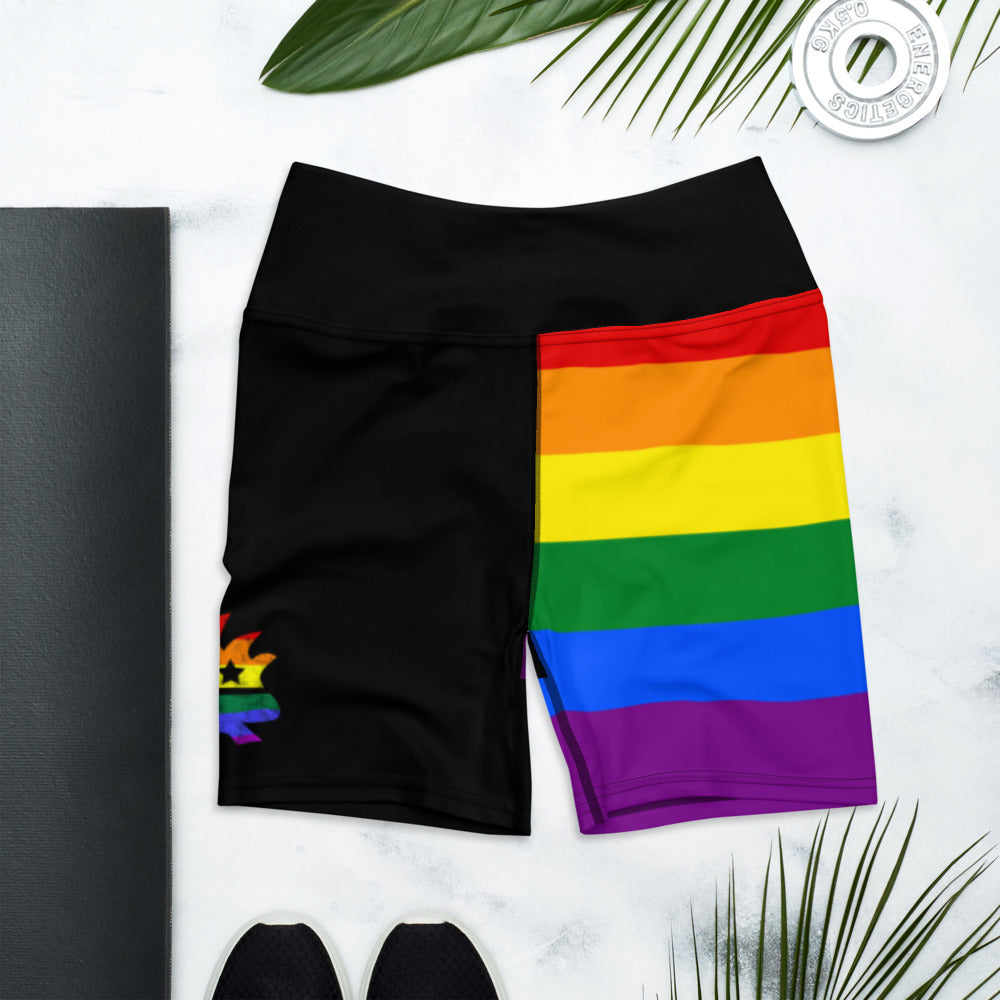 LGBT Flag Porcupine Yoga Shorts - Proud Libertarian - Proud Libertarian