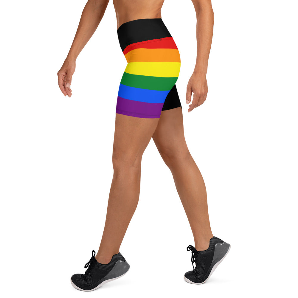 LGBT Flag Porcupine Yoga Shorts - Proud Libertarian - Proud Libertarian