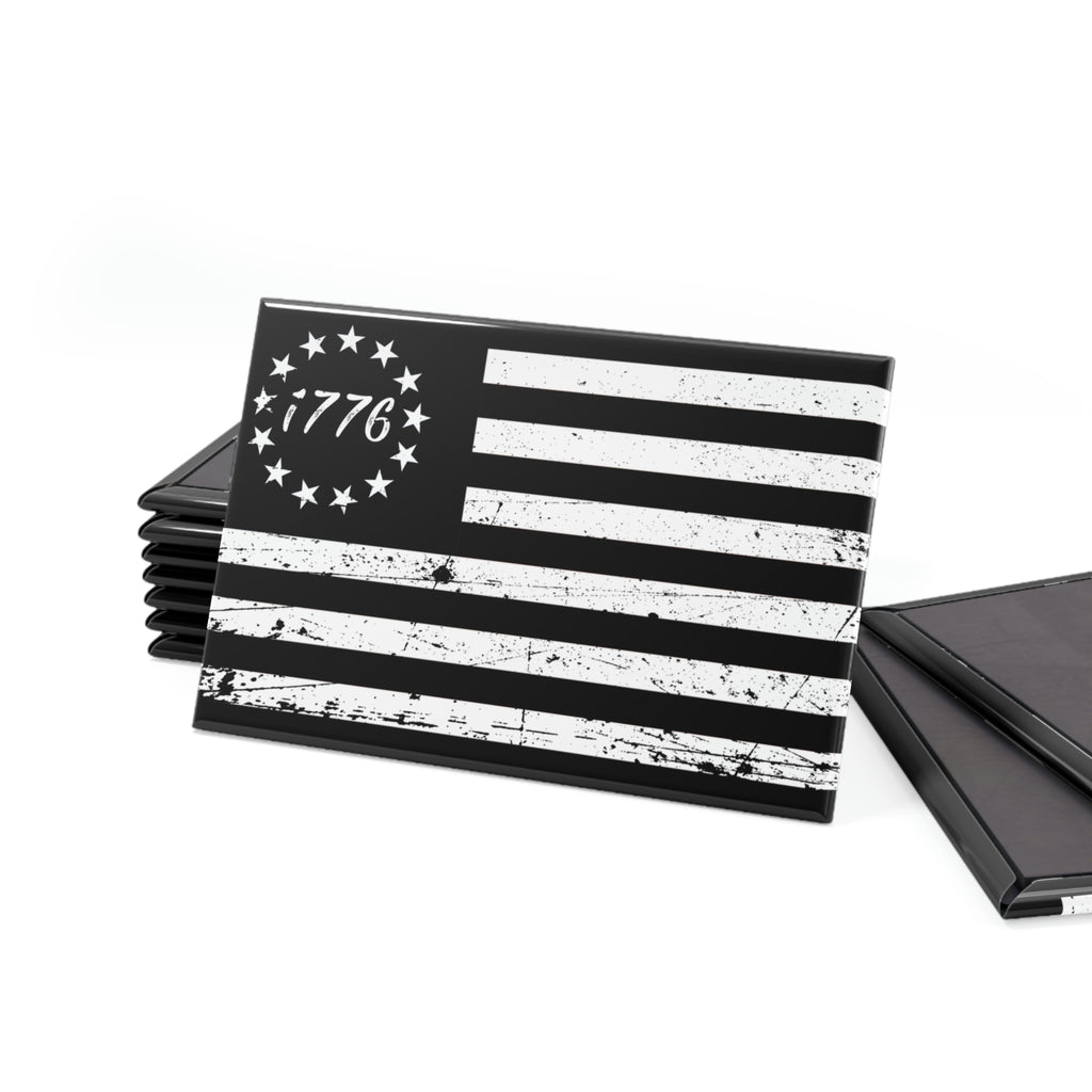 Betsy Ross Black Flag Button Magnet, Rectangle (1 & 10 pcs) - Proud Libertarian - Printify