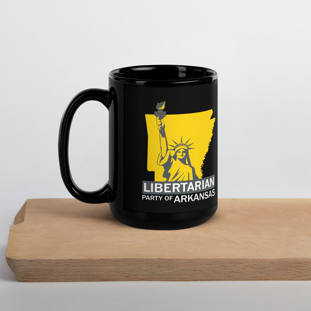 LP Arkansas Black Glossy Mug - Proud Libertarian - Libertarian Party of Arkansas