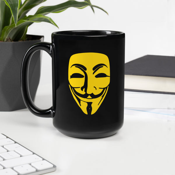 Remember, Remember, Anonymous Mask Black Glossy Mug - Proud Libertarian - Proud Libertarian