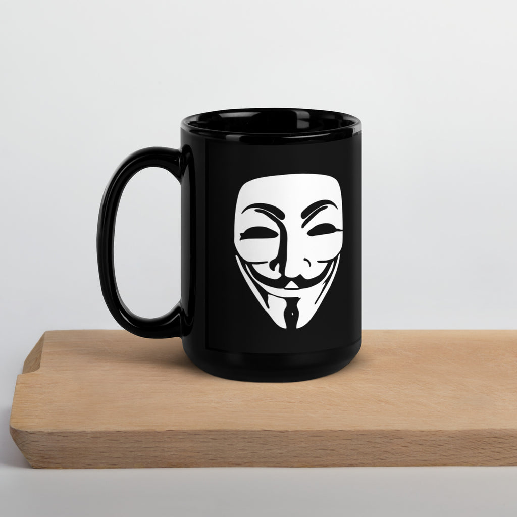 Remember, Remember, Anonymous Mask Black Glossy Mug - Proud Libertarian - Proud Libertarian