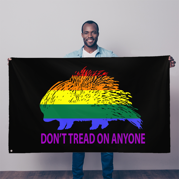 Don't Tread on Anyone LGBT Porcupine Single Sided Flag - Proud Libertarian - Proud Libertarian