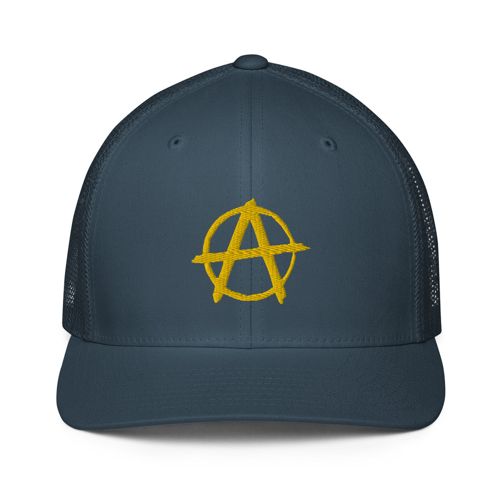 Ancap Anarchy Anarchocapitalism Black & Yellow Closed-back trucker cap - Proud Libertarian - Proud Libertarian