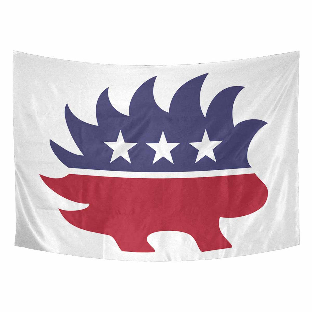 Red white and Blue Porcupine Single Sided Wall Tapestry 90"x 60" - Proud Libertarian - Proud Libertarian