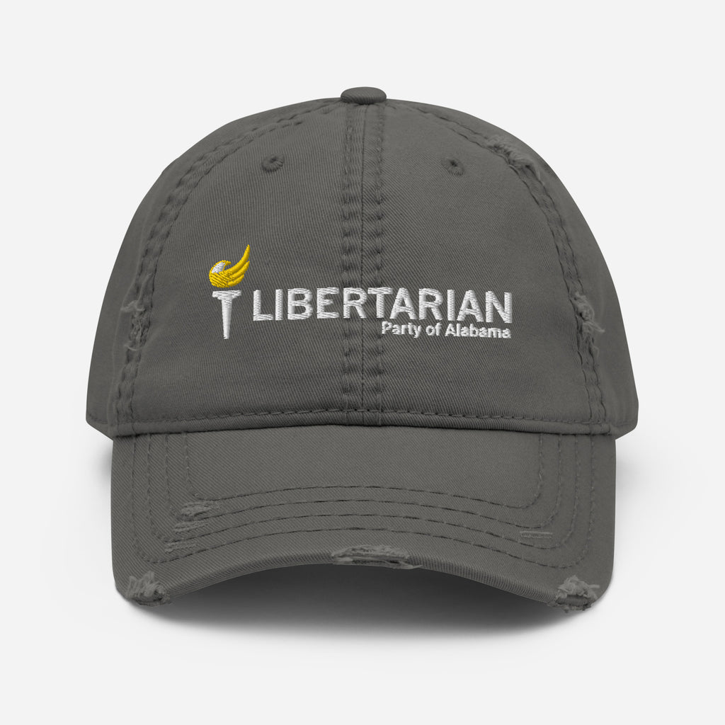 LP Alabama Distressed Dad Hat - Proud Libertarian - Libertarian Party of Alabama