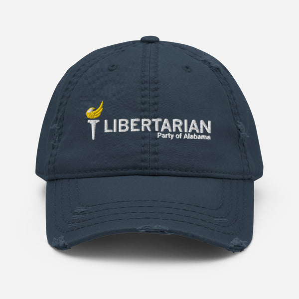 LP Alabama Distressed Dad Hat - Proud Libertarian - Libertarian Party of Alabama