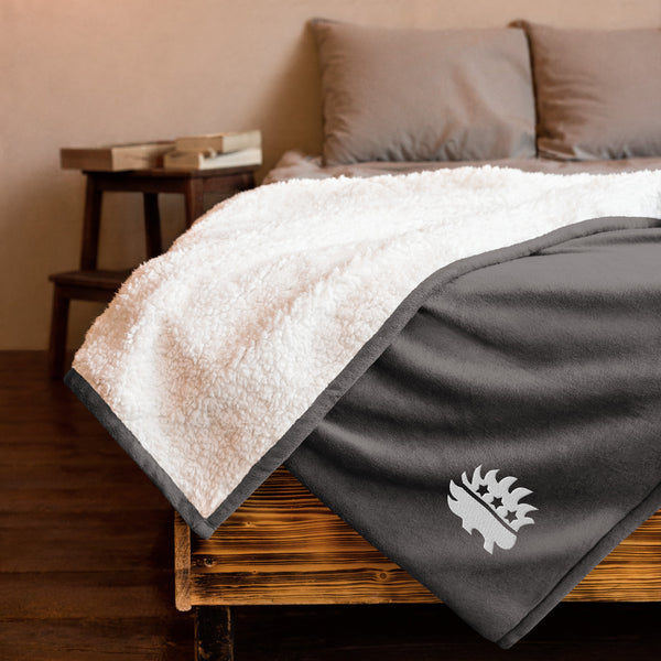 Libertarian Party Porcupine Embroidered Premium sherpa blanket - Proud Libertarian - Proud Libertarian