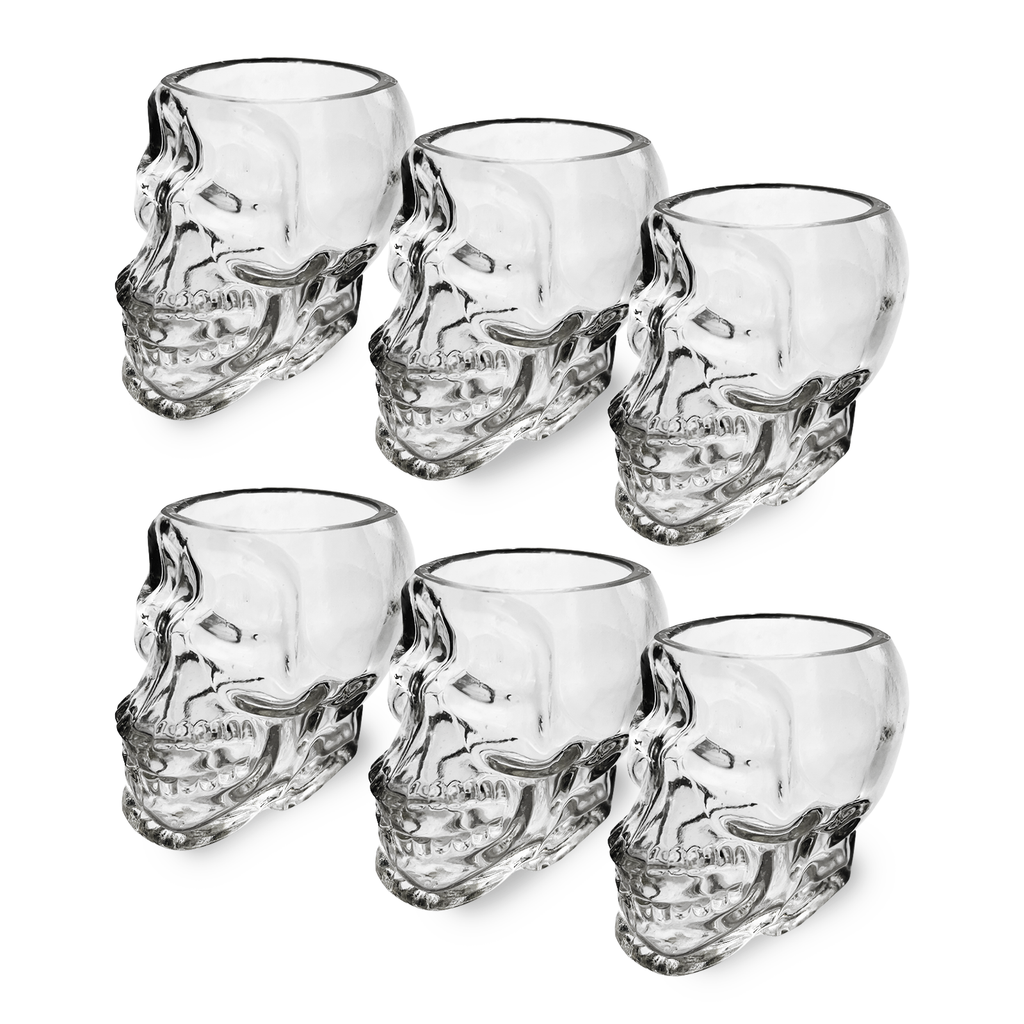 Skull Shot Glasses Set of 6 by The Wine Savant - 3oz Skull Glasses 3" H - Goth Gifts, Skull Gifts, Skull Decor, Skeleton Decor, Skull Shaped Glasses, Perfect for Halloween Themed Parties! by The Wine Savant - Proud Libertarian - The Wine Savant