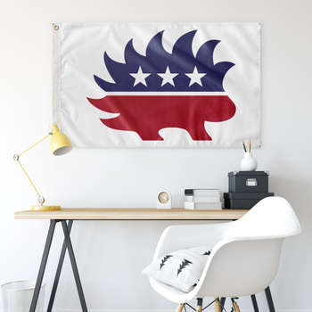 Red White and Blue Porcupine Single-Sided Flag - Proud Libertarian - Proud Libertarian